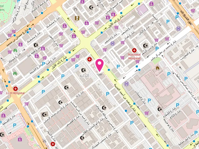 Map showing the location of LUCKY LAUNDRY AND DRY CLEAN at Front of ADNOC pump، Al Solah Tower - Al Danah - Najda - Abu Dhabi - United Arab Emirates