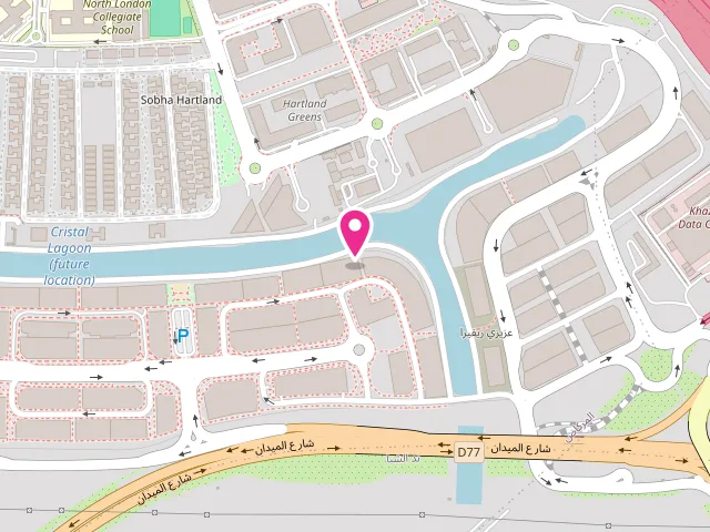 Map showing the location of Luxe Spin Laundry at Azizi Riviera 40 - Retail No. 12 Meydan One street - Al Merkadh - Nad Al Sheba 1 - Dubai - United Arab Emirates