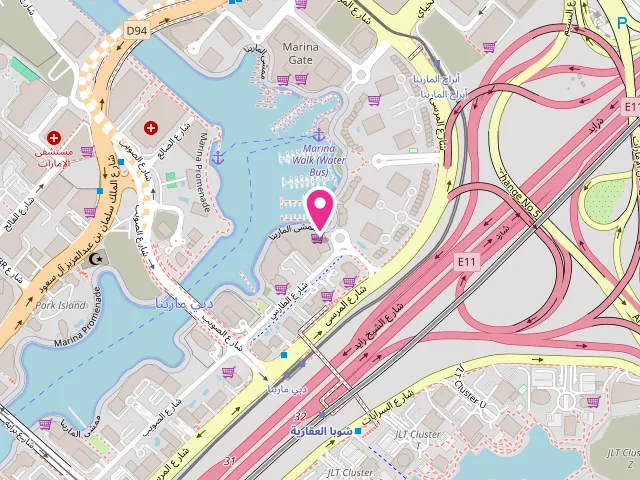 Map showing the location of Maham Laundry and Dry Cleaning Services at Kiosk No. 01 at Al - Habtoor Tower - دبي مارينا - دبي - United Arab Emirates