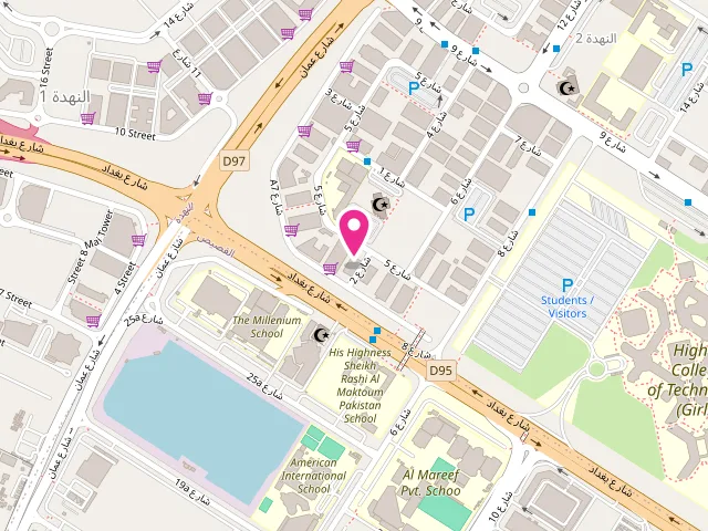 Map showing the location of MAKNAS LAUNDRY at Dubai - Al Nahda Second - Al Nahda - Dubai - United Arab Emirates