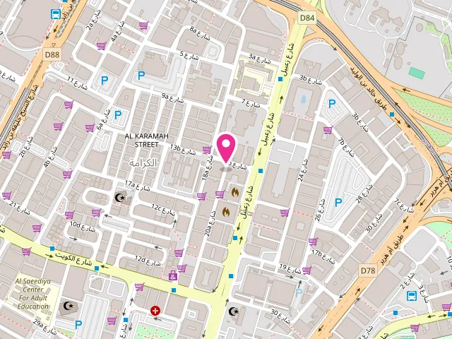 Map showing the location of Max care Laundry | Laundry Service in al Karama at behind karma - 20A St - behind 1 - Al Karama - Dubai - United Arab Emirates