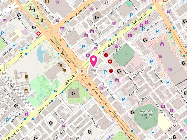 Map showing the location of Milano Automatic Laundry at Milano automatic laundry - near Dubai Islamic bank - airport road - الدانة - Zone 1 - أبو ظبي - United Arab Emirates