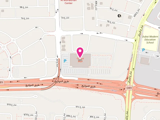 Map showing the location of Modern Laundry - Etihad Mall at Etihad Mall - 309 Al Khawaneej St - Muhaisnah First - Muhaisnah - Dubai - United Arab Emirates