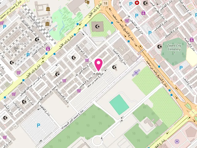 Map showing the location of مصبغة الواحة الحديثة Modern Oasis Laundry at 39 شارع الحْزَام - Al Hisn - W4 - Abu Dhabi - United Arab Emirates