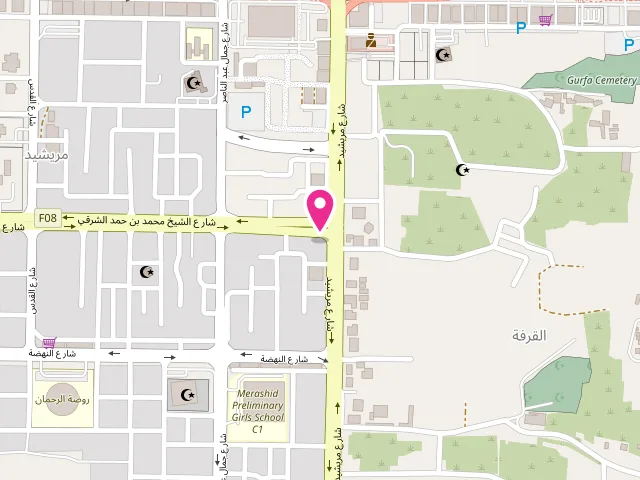 Map showing the location of Murshid Automatic Laundry at 488W+RMP - Airport Road - Mraisheed - Fujairah - United Arab Emirates