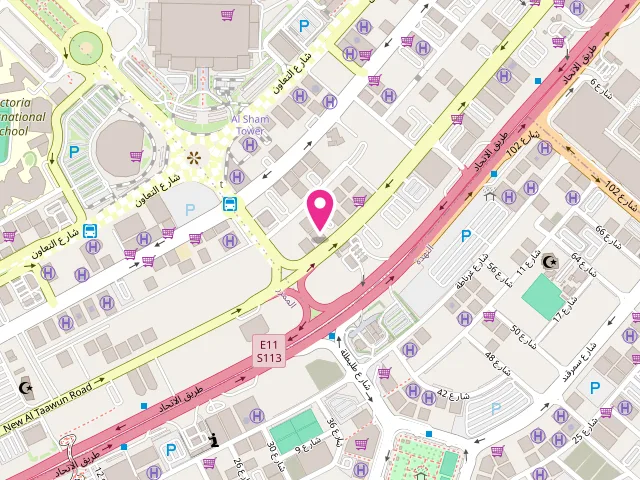 Map showing the location of Noor Al Khan Laundry at New Al Taawun Rd - Al Khan - Sharjah - United Arab Emirates