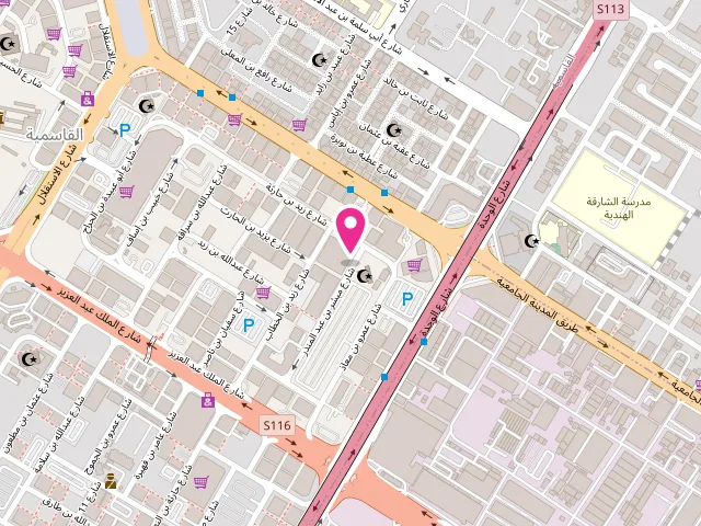 Map showing the location of Oud and Musk Laundry at Mubashar Bin Abd Munther St - Bu Danig - Hay Al Qasimiah - Sharjah - United Arab Emirates