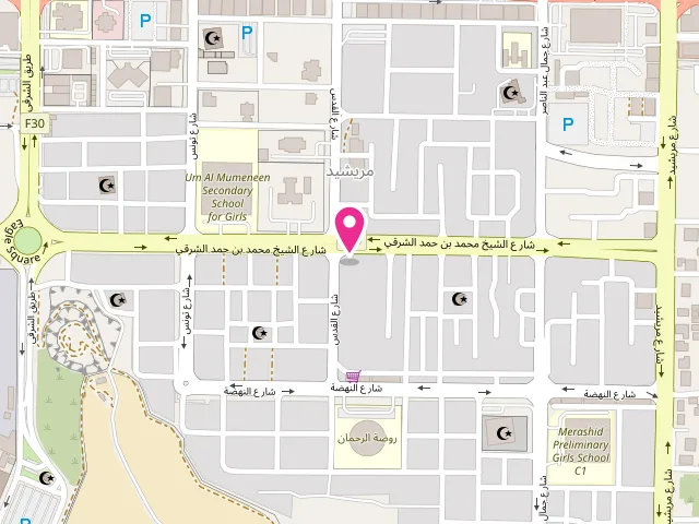 Map showing the location of Oxygen Laundry Fujirah مغسلة اوكسجين at Jerusalem St - Mraisheed - Fujairah - United Arab Emirates