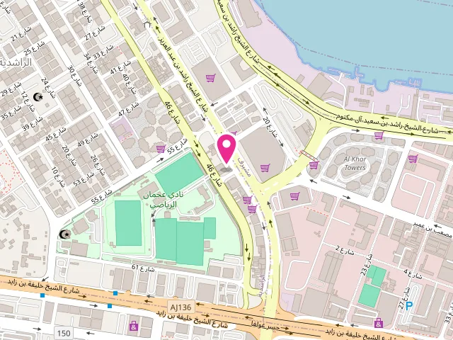 Map showing the location of PERFECT LAUNDRY AJMAN at شارع الاتحاد - Al Rashidiya 2 - Ajman - United Arab Emirates