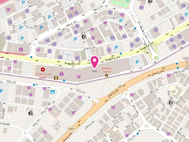 Map showing the location of Premium Sneakers Care Dubai at Sahara Center Mall - Hay Al Nahda - Al Nahda - Sharjah - United Arab Emirates