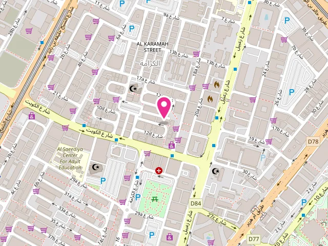 Map showing the location of Rainbow Laundry & Dry Cleaners at 68W4+986 - 79 12D St - Al Karama - Dubai - United Arab Emirates