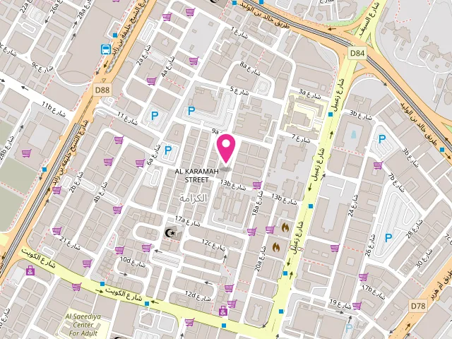 Map showing the location of Rinzz Laundry at Al Karama - Sheikh Hamdan Colony - Dubai - United Arab Emirates