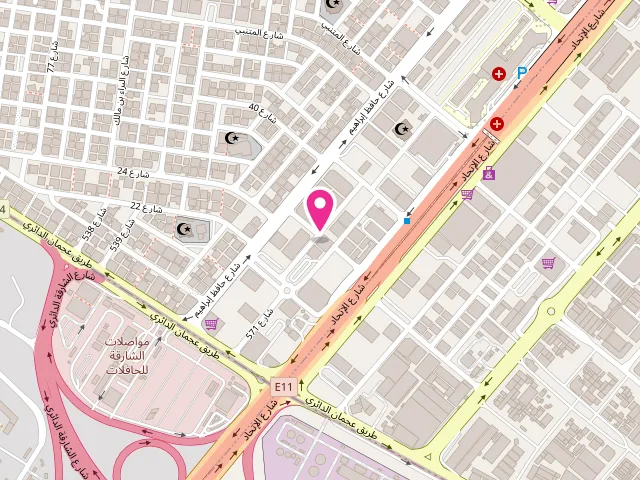 Map showing the location of مصبغة روح الياسمين ROOH ALYASMEEN LAUNDRY at بجوار سوبر ماركت الاولى - برج يا هلا - Nuaimiya St - near Alaula supermarket ‘ Yahlla Bullding - Al Nuaimia 1 - Ajman - United Arab Emirates