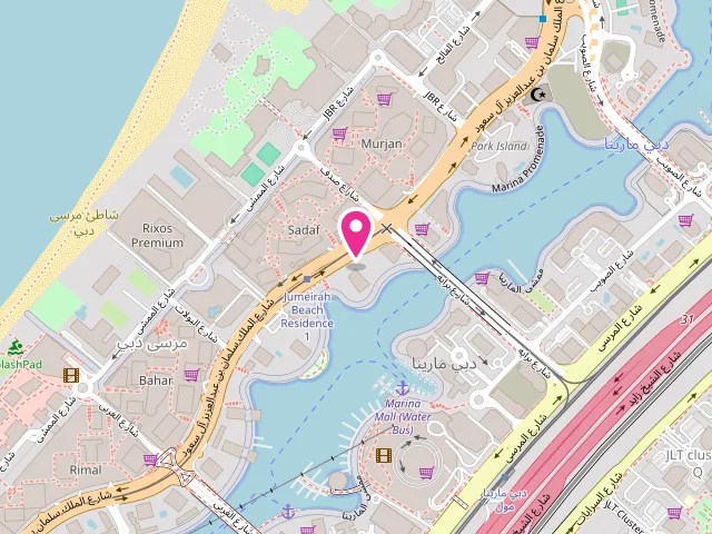 Map showing the location of Royal Monarch Laundry at Inside Fresh Mart Supermarket, Continental Tower - Dubai Marina - Jumeirah Beach Residence - Dubai - United Arab Emirates