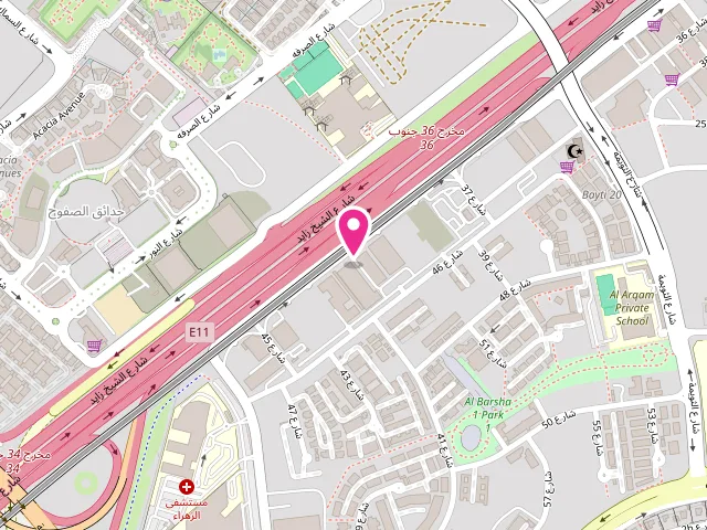Map showing the location of SAGA DRY CLEANERS L.L.C at Sheikh Zayed St - Al Barsha First - Al Barsha - Dubai - United Arab Emirates
