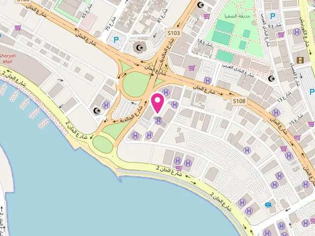 Map showing the location of Salat Al Yasmeen Laundry at Al Khalidia St - Al Khan - Sharjah - United Arab Emirates