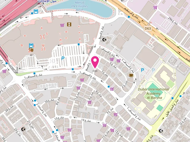 Map showing the location of Sana laundry at Al Raha Building - Al Barsha First - Al Barsha - Dubai - United Arab Emirates