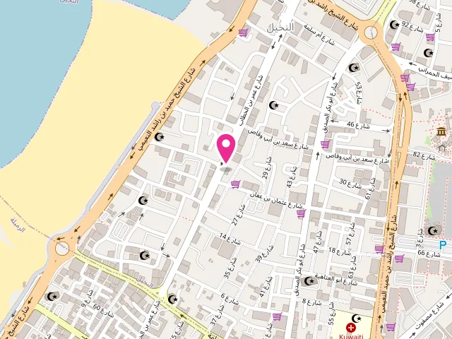 Map showing the location of Shaheen Laundry at شارع عمر بن الخطاب - Al Owan - Al Nakhil 1 - Ajman - United Arab Emirates