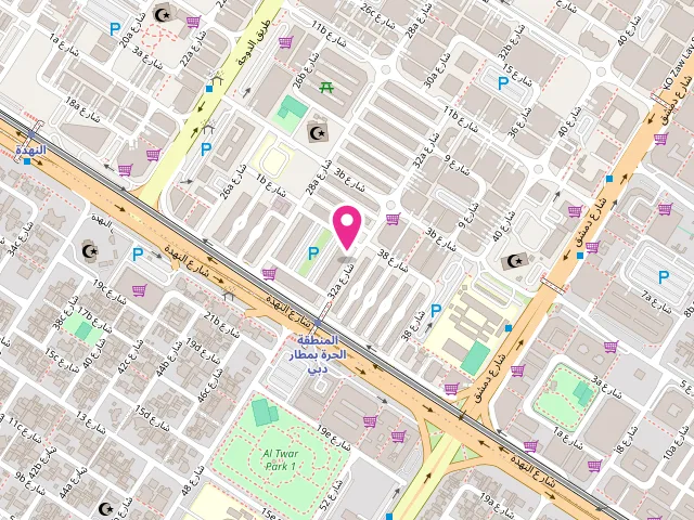 Map showing the location of شيرخان لكي الملابس Sherkhan Laundry at Sheikh Rashid Colony - Near Dubai Airport Free Zone Metro - القصيص - دبي - United Arab Emirates