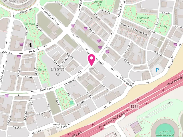 Map showing the location of Shining Home Laundry مغسلة شايننج هوم at Kahraba S E - Al Barsha South Fourth - Jumeirah Village Circle - Dubai - United Arab Emirates
