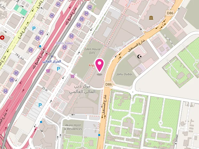 Map showing the location of Sparkling Laundry at Damac Park Towers, Dubai International Financial Center, P1 5B - زعبيل الثانية - DIFC - دبي - United Arab Emirates