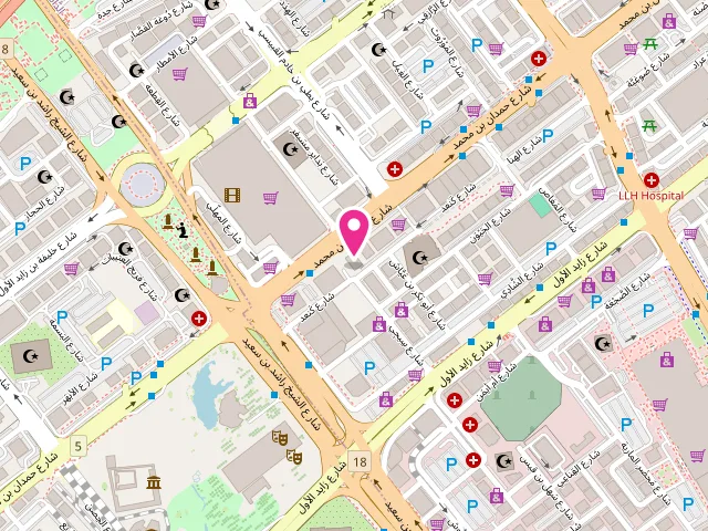 Map showing the location of Spotless Laundry at Hamdan Bin Mohammed St - Al Danah - Zone 1 - Abu Dhabi - United Arab Emirates