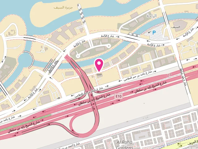 Map showing the location of Super Care Laundry at CHVP+4JC Near AlDar Staff Parking &AlRaha Beach Residential Building - الرَّاحَة - شاطئ الراحة غرب 7 - أبو ظبي - United Arab Emirates