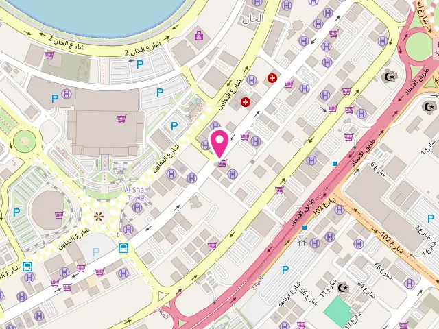 Map showing the location of TEXAS GAR.IRONING at AL-Taawun Building - Shop-01 Al Taawun St - opp. AL-Jamilah Supermarket - Al Khan - Sharjah - United Arab Emirates