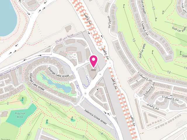 Map showing the location of The Laundry Hub - Best laundry services in Jumeirah Golf Estates at Unnamed Road - Me'aisem First - Jumeirah Golf Estates - Dubai - United Arab Emirates