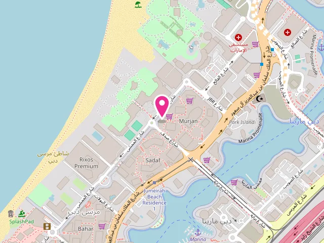 Map showing the location of The Laundry Hub - Marina at Marina Promenade - Dubai Marina - Jumeirah Beach Residence - Dubai - United Arab Emirates