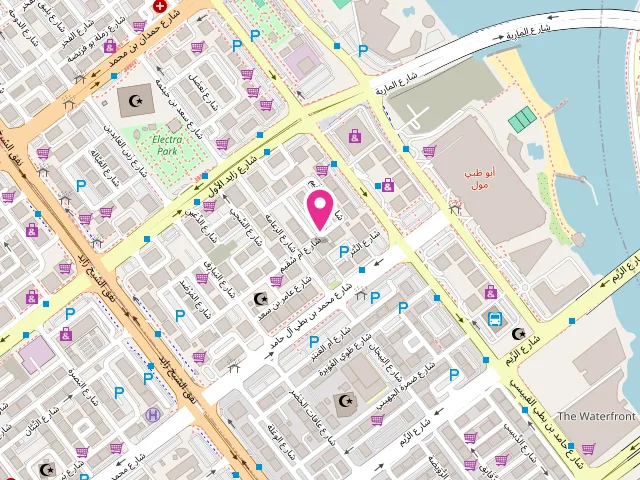 Map showing the location of TopNotch Automatic Laundry at 9th St - Al Zahiyah - E16 - Abu Dhabi - United Arab Emirates