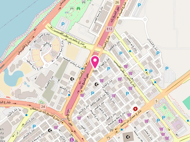 Map showing the location of Universal Laundromat Clothes Washing L.L.C at C7 Al Meena St - beside Jannah Burj Al Sarab Hotel In between Samurai Restaurant and Asian Plates restaurant - Al Zahiyah - E13 - Abu Dhabi - United Arab Emirates