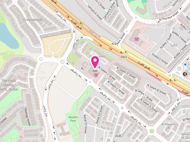 Map showing the location of مصبغة يونيفرسال مدن Universal Laundry Mudon at Community Centre - Al Hebiah Sixth - Mudon - Dubai - United Arab Emirates