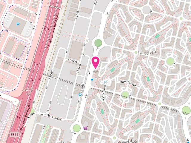 Map showing the location of VIP DRY CLEANERS at Russia W6 Cluster - Warsan First - Dubai International City - Dubai - United Arab Emirates