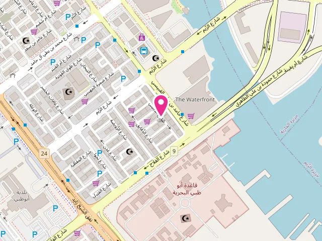 Map showing the location of Wash & Dry Self Service Laundry at 5 شارع السليم - Al Zahiyah - E16 02 - Abu Dhabi - United Arab Emirates