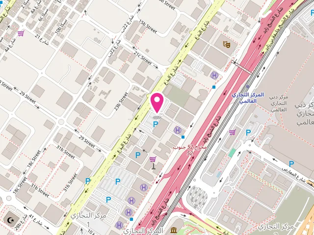 Map showing the location of Watermark Dry Cleaners LLC at Sheikh Zayed Rd - near crown plaza hotel - Trade Center First - Dubai - United Arab Emirates
