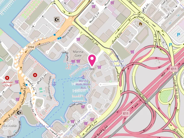 Map showing the location of Whites at Emaar Marina Walk - Ground Floor - next to Spinneys Supermarket - Dubai Marina - Dubai - United Arab Emirates
