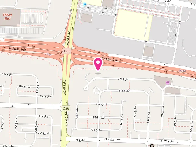 Map showing the location of Yellow star laundry at Al Owais building - Shop no 12 - 77c St - Mirdif - Dubai - United Arab Emirates