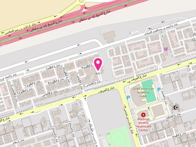 Map showing the location of Yellow Star Laundry at Department of Municipalities and Tranpor - 0,18, Building - South West - Khalifa City - SW18 - Abu Dhabi - United Arab Emirates